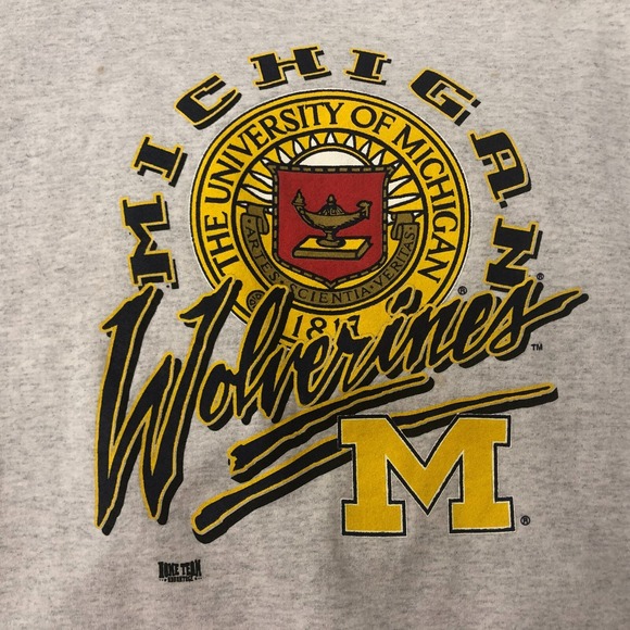 Sz L Vintage Home Team Gray Grey Michigan Pullover Crewneck Sweatshirt Women USA - Picture 2 of 16